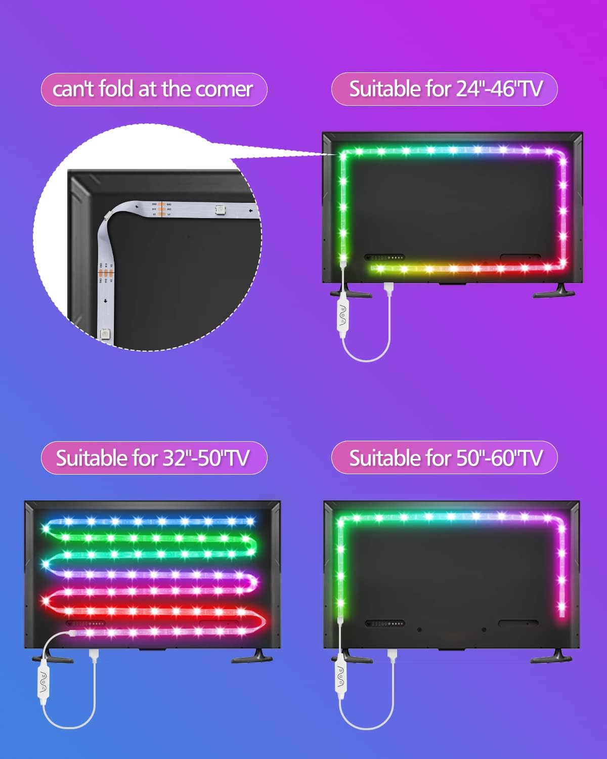 Tv Back Smart App Controlled Smart RGB IC Backlight For All Tv