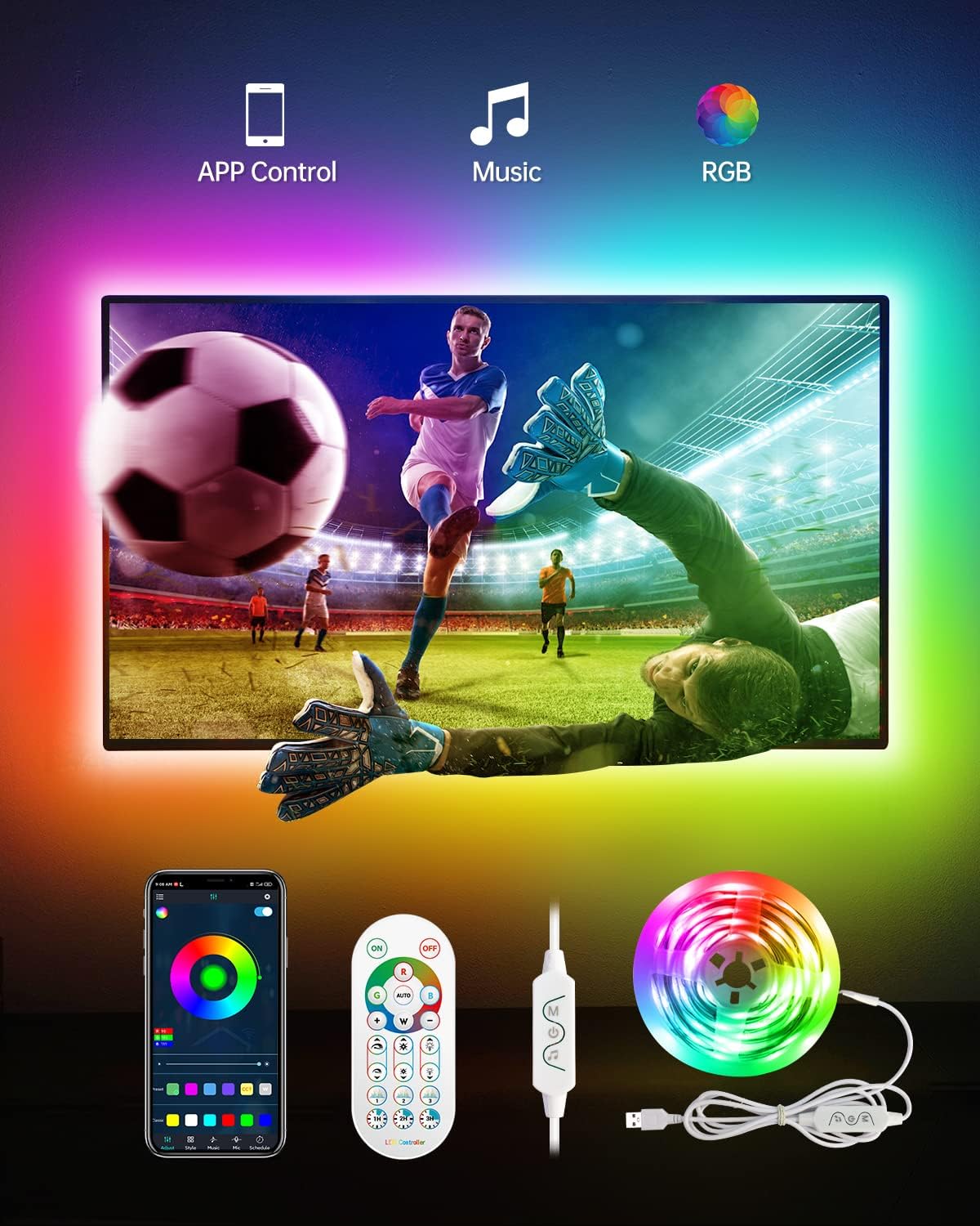 Tv Back Smart App Controlled Smart RGB IC Backlight For All Tv