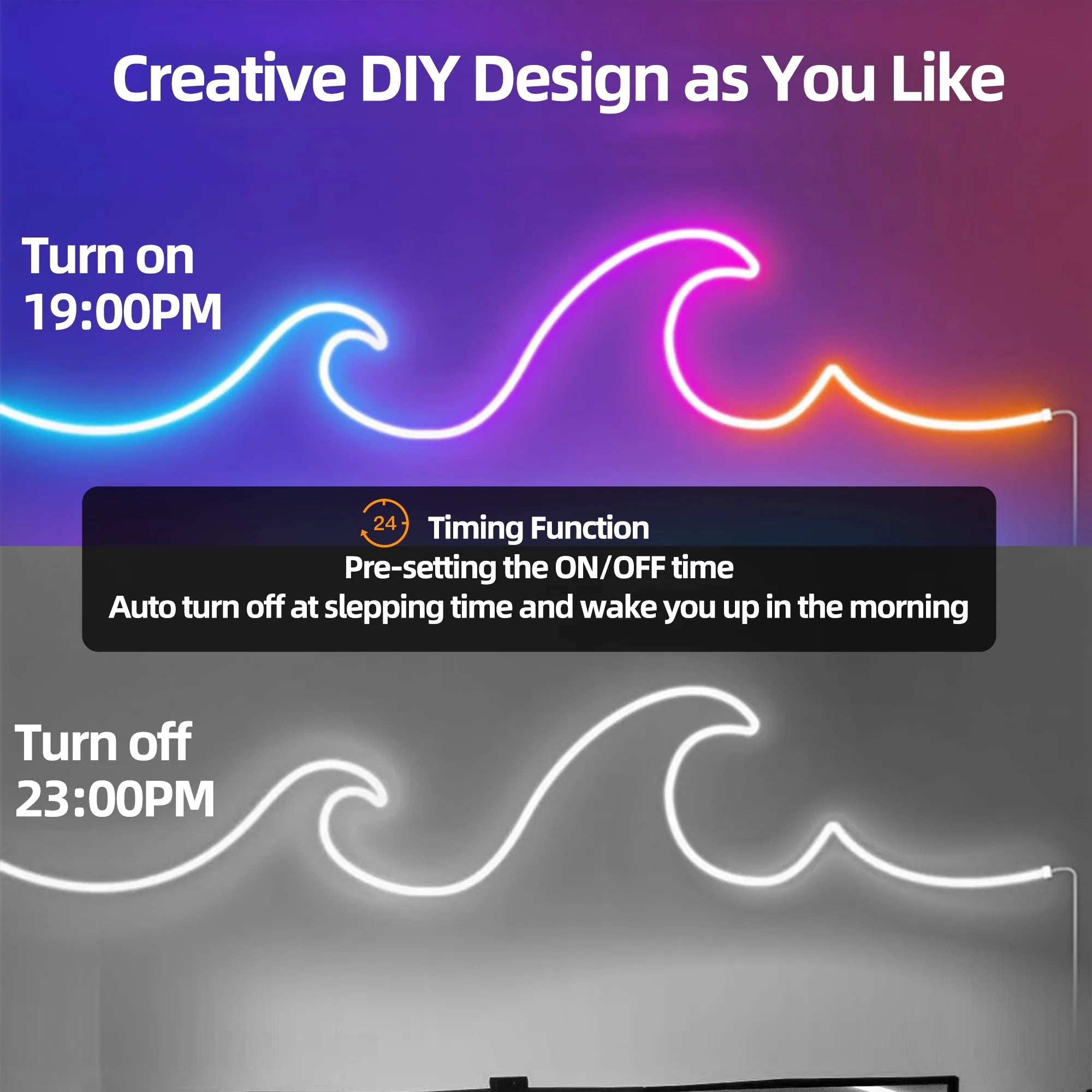 Urban Zie Smart RGB IC Neon Lights - App Controlled, USB Powered & Waterproof - 5M Flexible Neon Rope Light for Room Decor