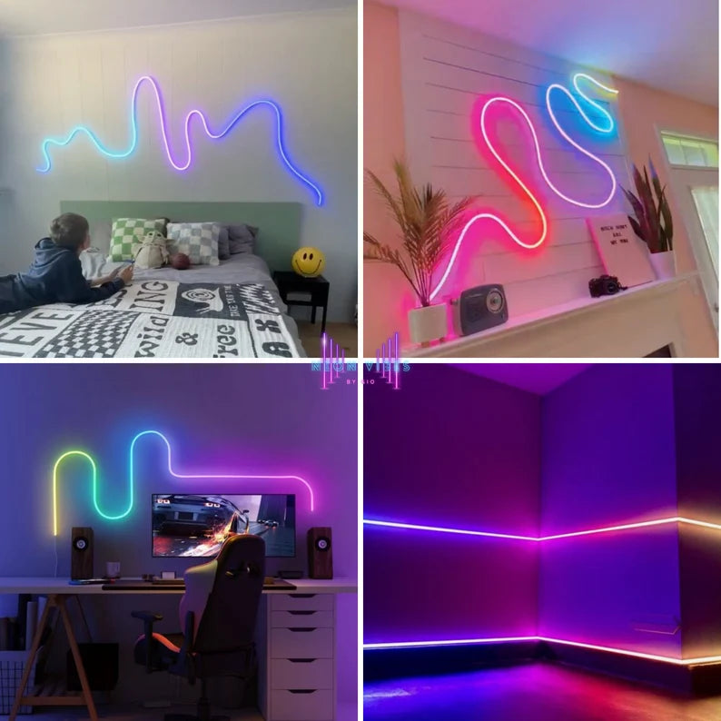Urban Zie Smart RGB IC Neon Lights - App Controlled, USB Powered & Waterproof - 5M Flexible Neon Rope Light for Room Decor