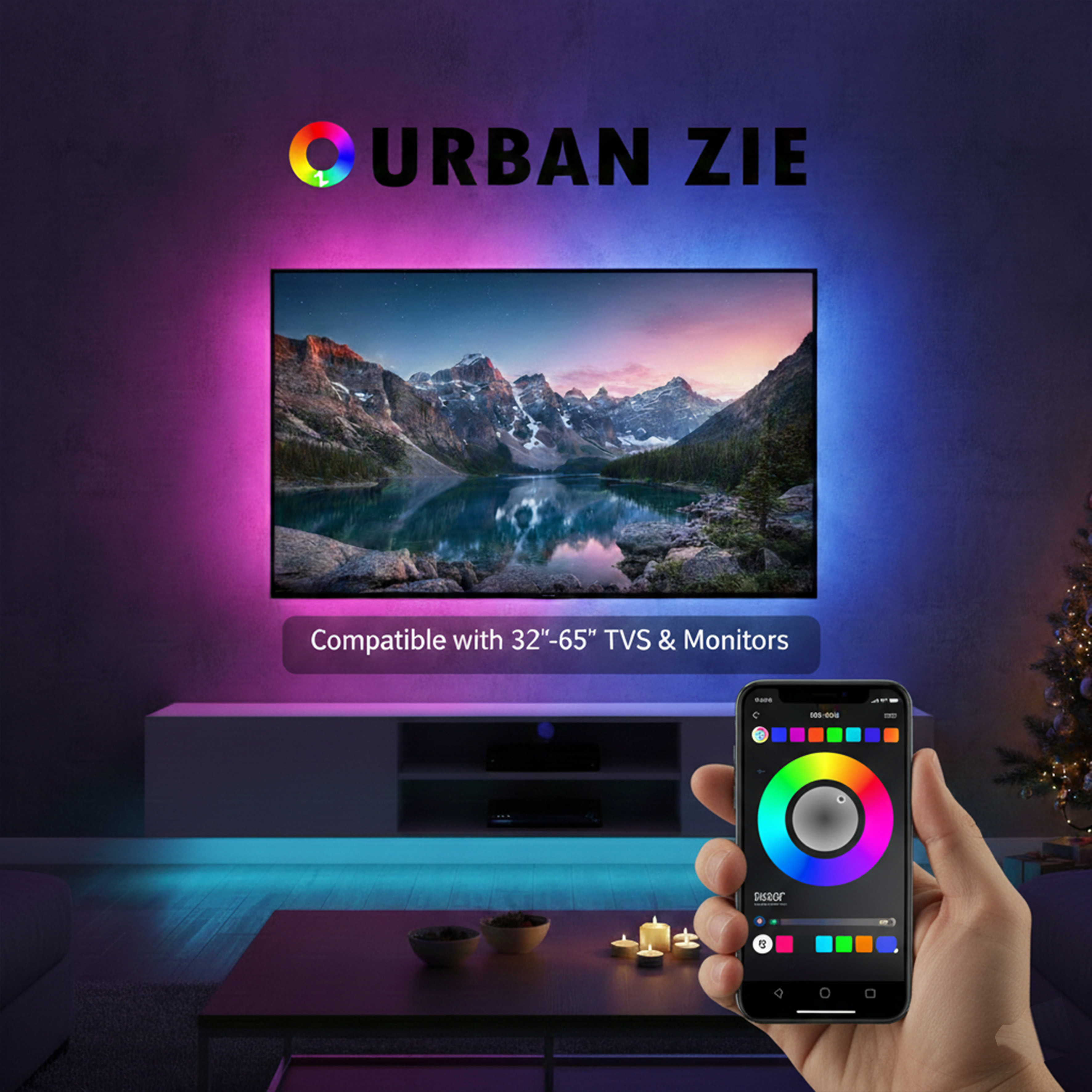 Urban Zie Smart RGB LED TV Backlight – App Controlled USB Powered Ambient Lighting for Home Theater & Gaming